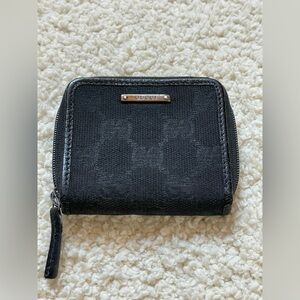 GUCCI GG Guccissima Canvas Leather Coin Purse Wallet Black Zip Vintage U…